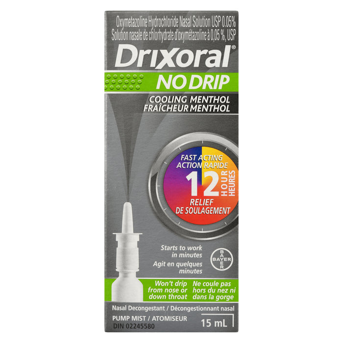 Drixoral No Drip Nasal Decongestant with Cooling Menthol Pump Mist, 15-ml