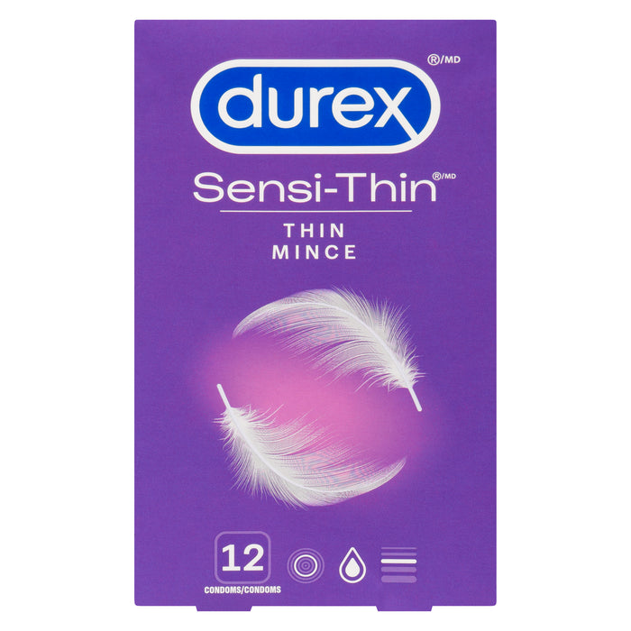 Durex Love Sex Sensi-Thin Condoms Lubrifiés Ultraminces, Emballage de 12