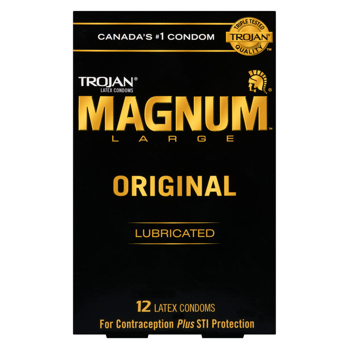 Trojan Magnum Large Original Lubrifiés Condoms Latex, Emballage de 12