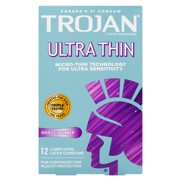 Trojan Latex Condoms Ultra Thin Latex Condoms, 12-Pack