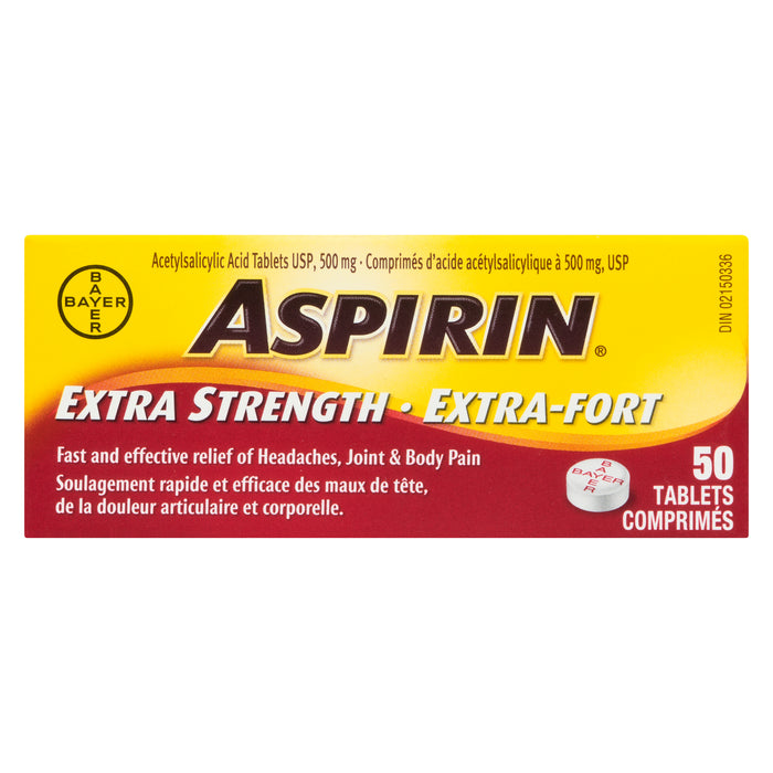 Aspirin Extra Strength 500 mg, 50-Pack