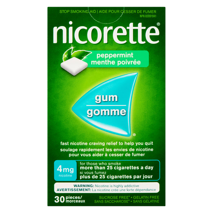 Nicorette Ultra Fresh Mint Nicotine Polacrilex Gum USP 4-mg, 30-Pieces
