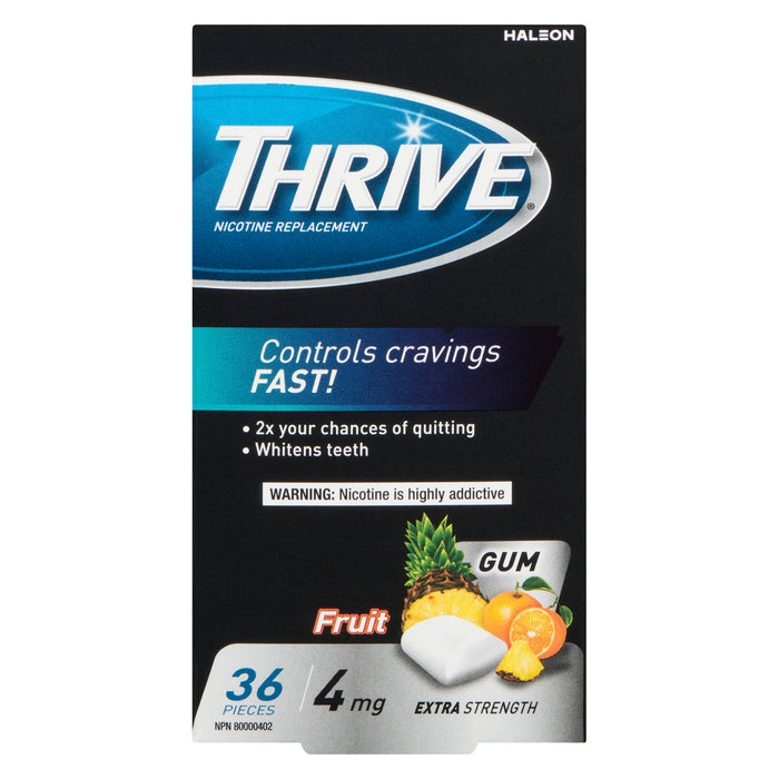 Thrive Nicotine Replacement Gum Fruit Explosion Extra Strength, 36-Pieces, 4-mg