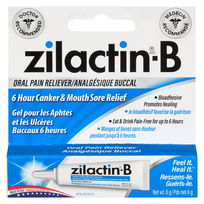 Zilactin-B Long Lasting Mouth Sore Gel Benzocaine Gel, 6 g