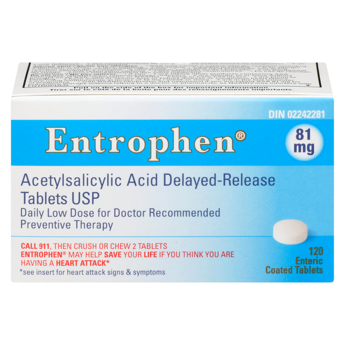 Entrophen Comprimés d'Acide Acétylsalicylique à Libération Prolongée USP 81 mg, emb. de 120
