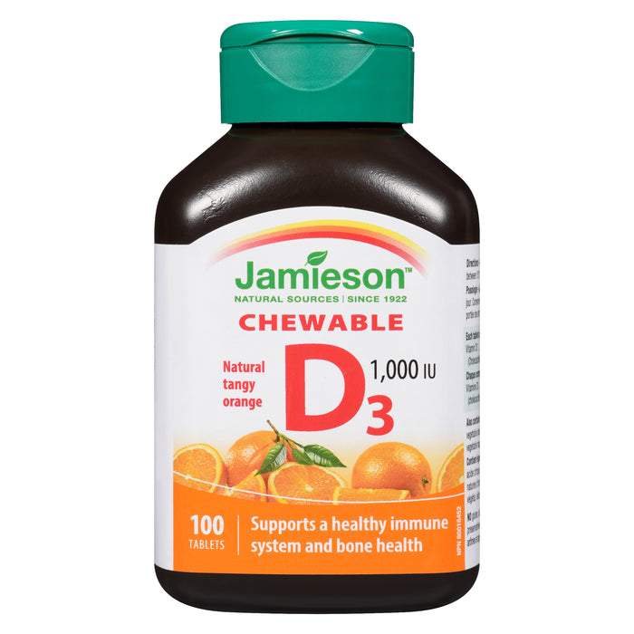 Jamieson D₃ 1,000 IU Chewable Natural Tangy Orange, 100-Pack
