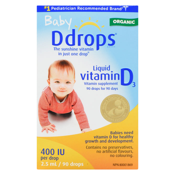 Ddrops pour Bébé un Supplément de Vitamine D Liquide 400 UI 90 Gouttes, 2.5 ml