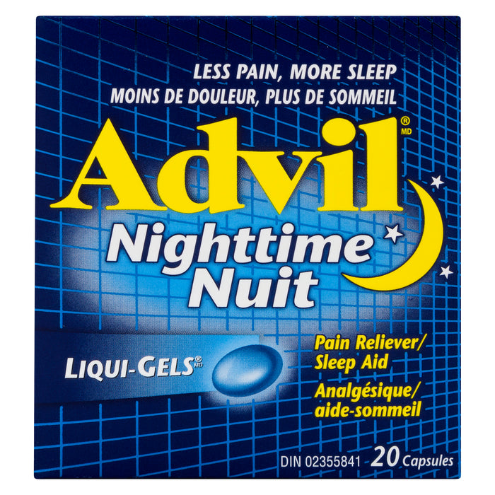 Advil Liqui-Gels Pain Reliever Sleep Aid Nighttime Capsules, 20-Pack