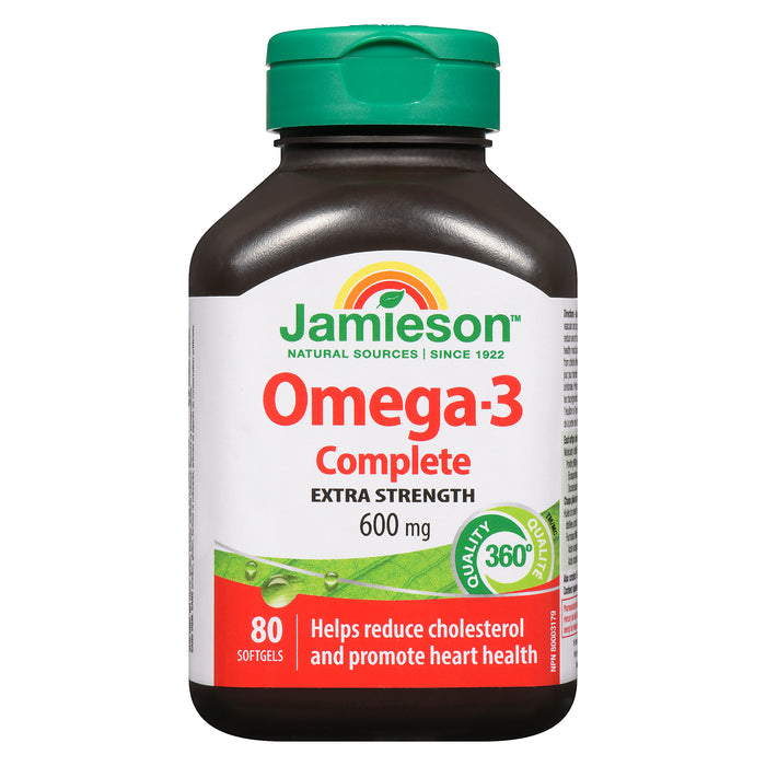Jamieson Extra Strength Omega-3 Complete 600-mg Softgels, 80-Pack