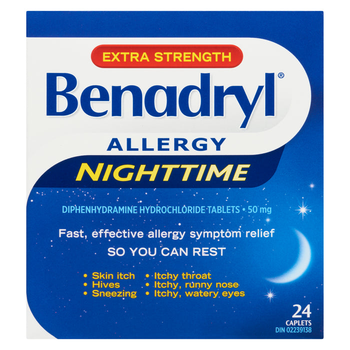 Benadryl Allergy Nighttime Extra Strength 50-mg Caplets, 24-Pack