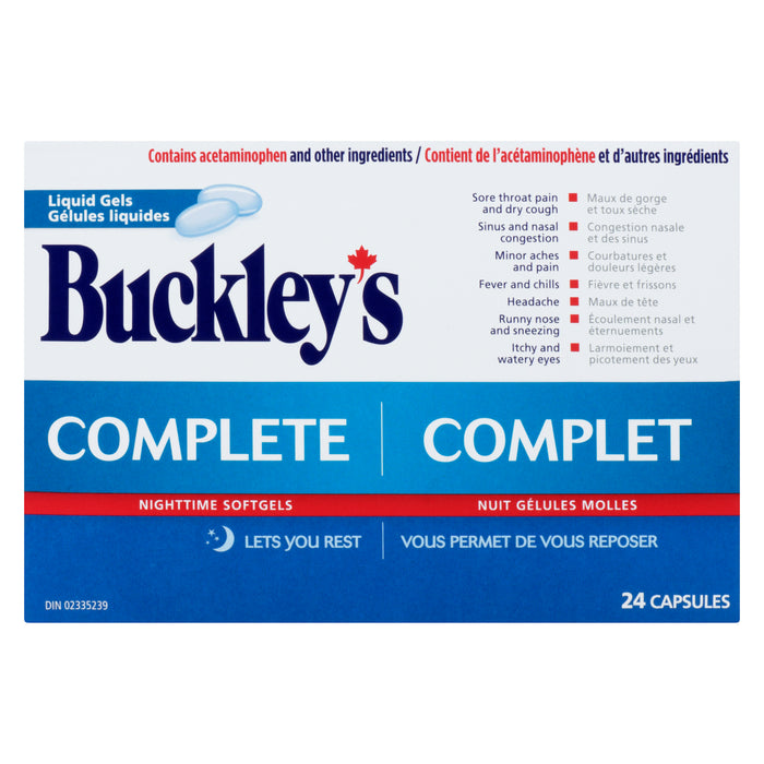 Buckley Gélules Liquides Complet Gélules, Emballage de 24