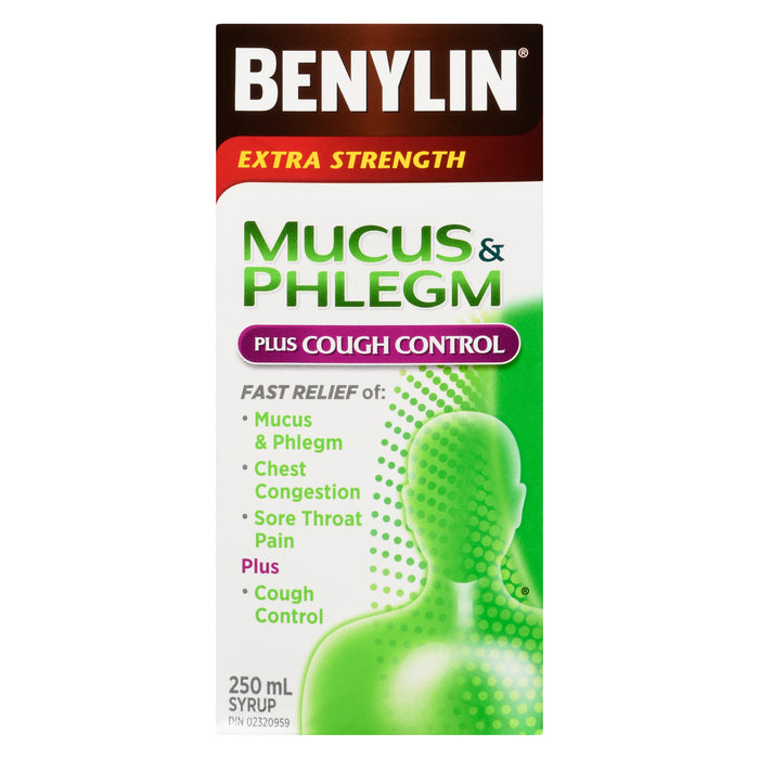 Benylin Mucus & Phlegm Plus Cough Control Syrup Extra Strength, 250-ml