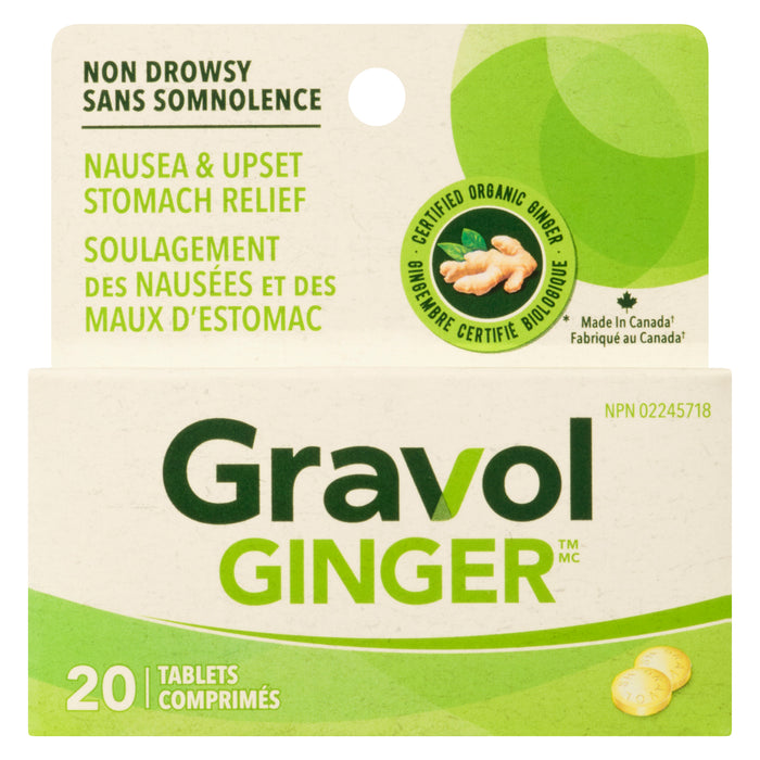 Gravol Ginger Nausea & Upset Stomach Relief, 20 Tablets