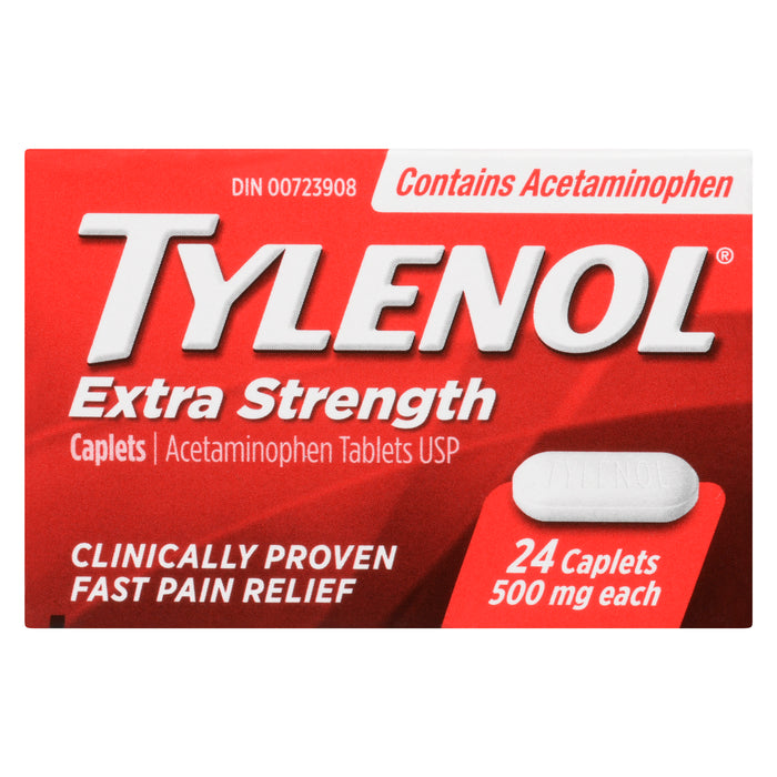 Tylenol Comprimés d'Acétaminophène USP Extra Fort 500 mg Caplets, Emballage de 24