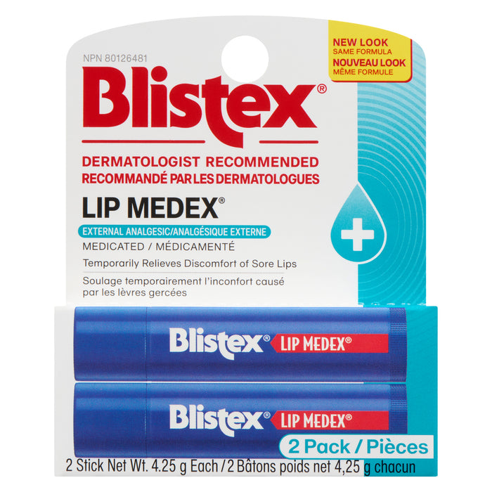 Blistex Lip Medex External Analgesic Medicated, 2 Pack, 4.25 g