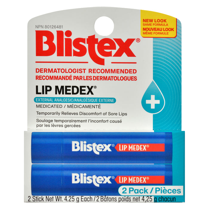 Blistex Lip Medex External Analgesic Medicated, 2 Pack, 4.25 g