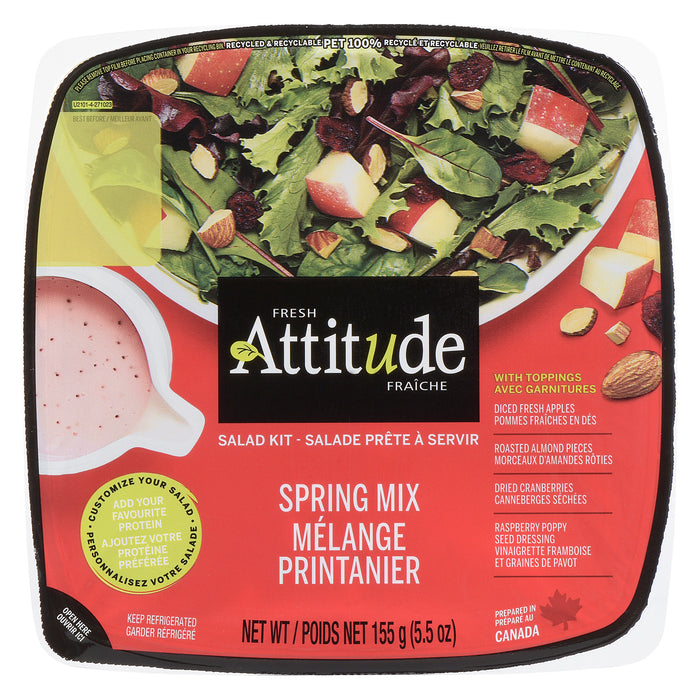 Attitude Fraîche Salade Prête à Servir Mélange Printanier, 143 g