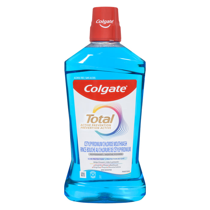 Colgate Total Active Prevention Cetylpyridinium Chloride Mouthwash Peppermint, 1 L