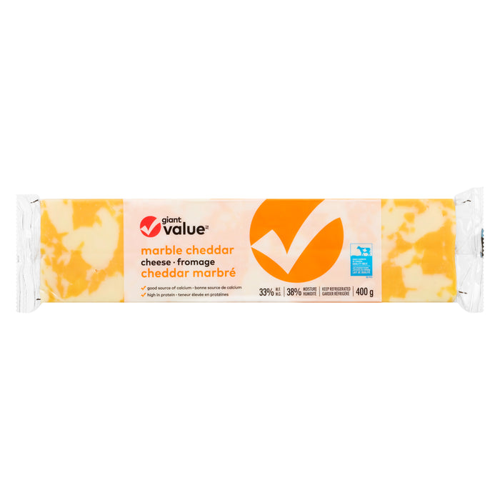 Giant Value Marble Cheddar Cheese 33% M.F., 400 g
