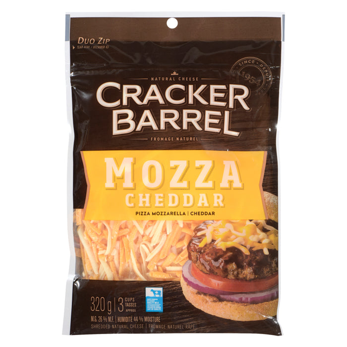 Cracker Barrel Shredded Natural Cheese Mozza Cheddar 26 % M.F. - 320 g
