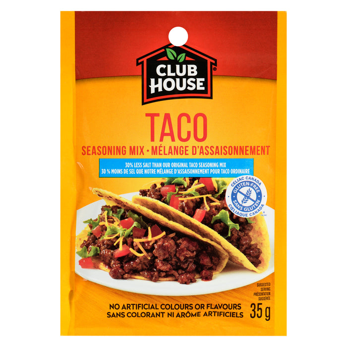 Club House Taco Seasoning Mix 25% Less Salt - 35g