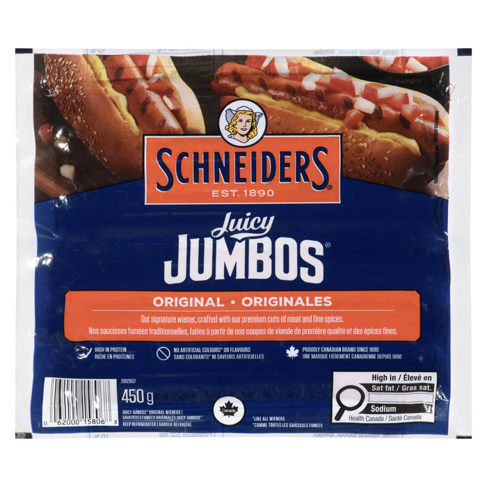 Schneiders Juicy Jumbos Saucisses Fumées Originales, 450 g