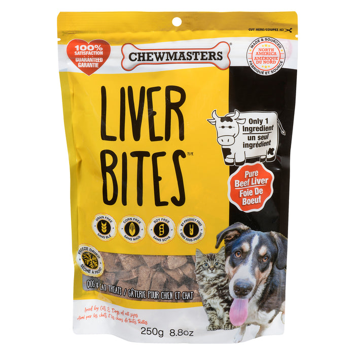 Chewmasters Gâterie pour Chien et Chat Liver Bites, 250 g