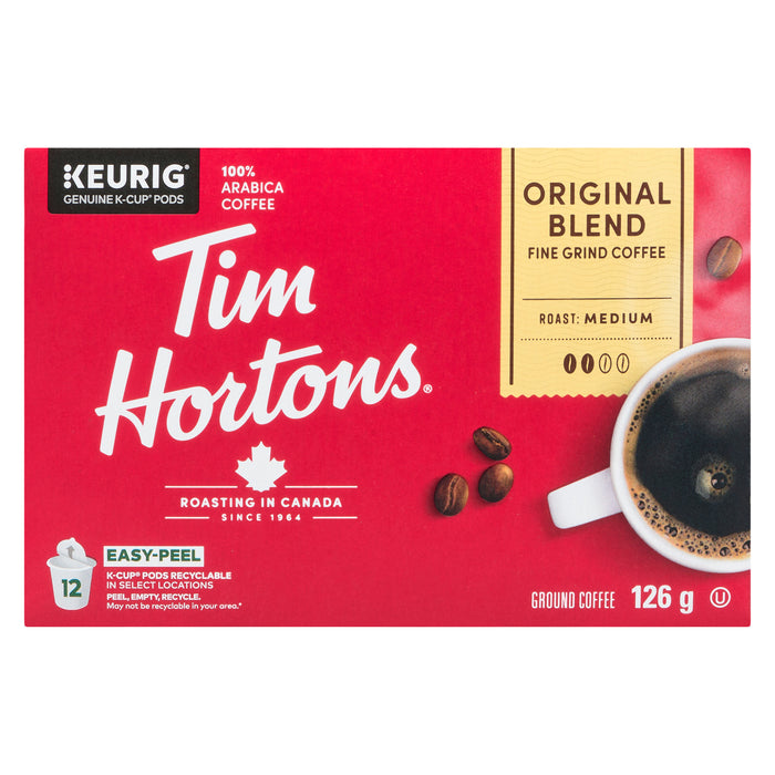 Dosettes de café K-Cups Tim Hortons à torréfaction légère-moyenne, emb. de 12 - 126 g