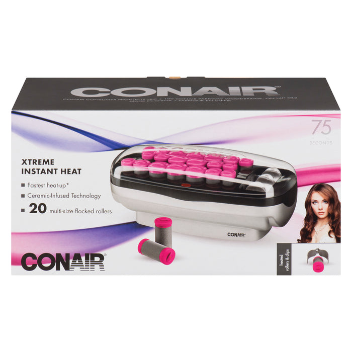 Conair Xtreme Instant Heat Multi-Size Flocked Rollers, 20-Pack