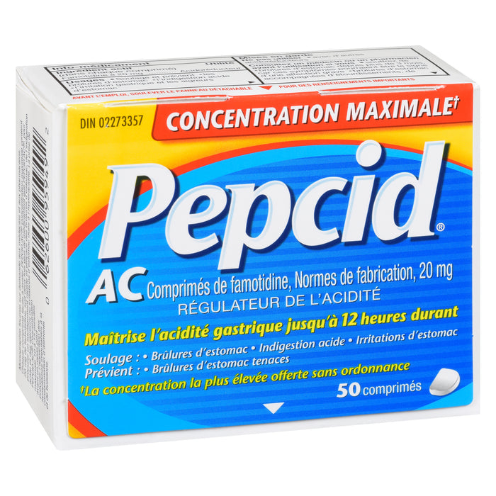 Pepcid Régulateur de l'Acidité Concentration Maximale, 50 Comprimés