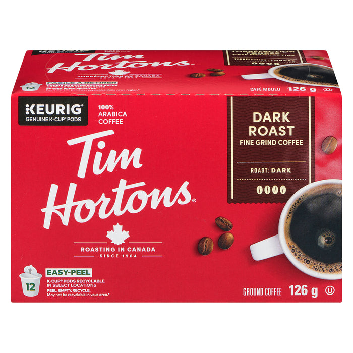 Dosettes de café mouture fine torréfaction foncée de Tim Hortons, emb. de 12 - 126 g
