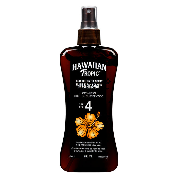 Hawaiian Tropic Huile Écran Solaire en Vaporisateur Huile de Noix de Coco 4 FPS, 240 ml