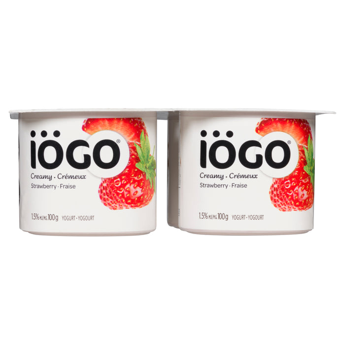 Yogourt aux fraises crémeux iÖGO, 1,5 % M.G., emb. de 4