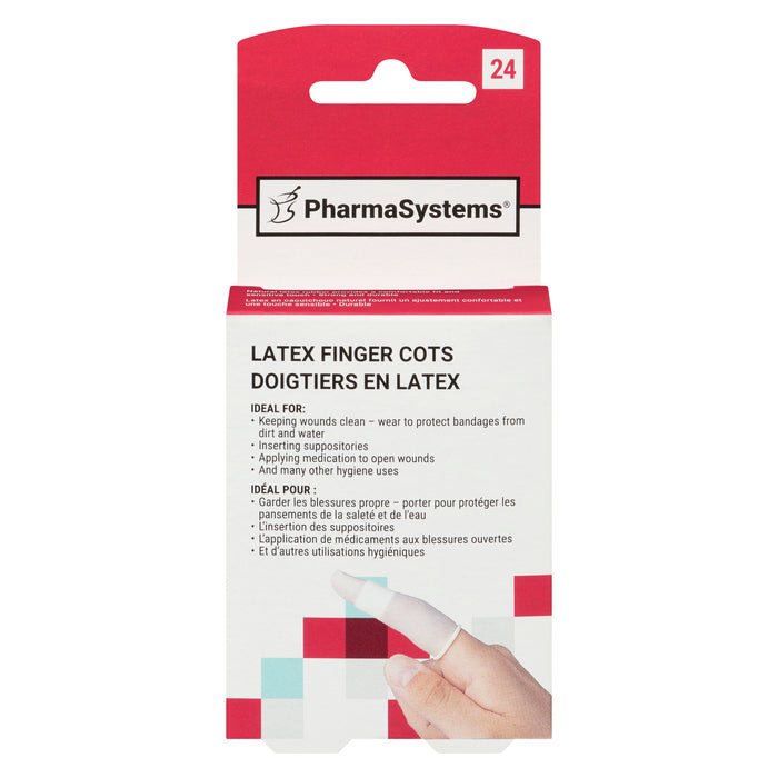 Doigtiers en latex Pharmasystems, emb. de 24