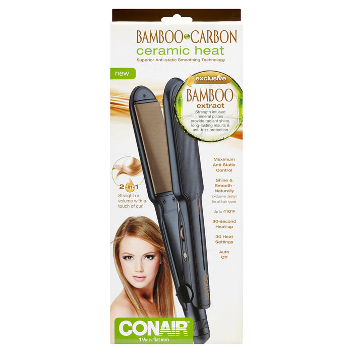 Fer plat à carbone de bambou de Conair, 1 1/2 po