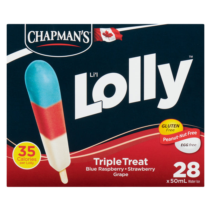 Bâtonnets glacés triple délice Li'l Lolly de Chapman's – emb. de 28