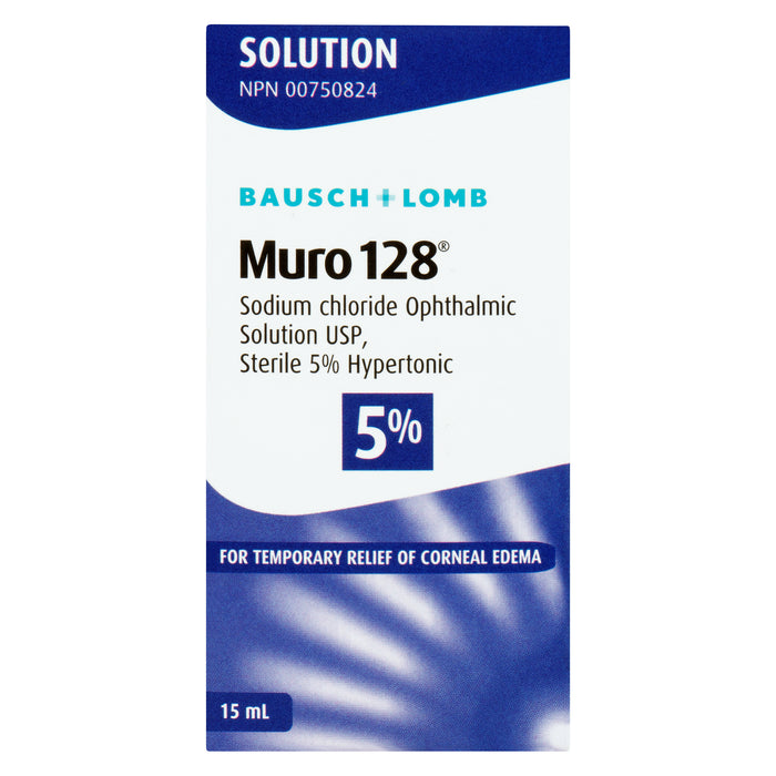 Bausch & Lomb Muro 128 Solution Ophtalmique au Chlorure de Sodium, 15 ml