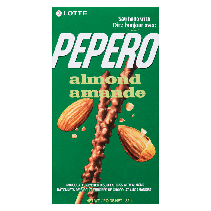 Bâtonnets de pepero au chocolat et aux amandes Lotte, 32 g