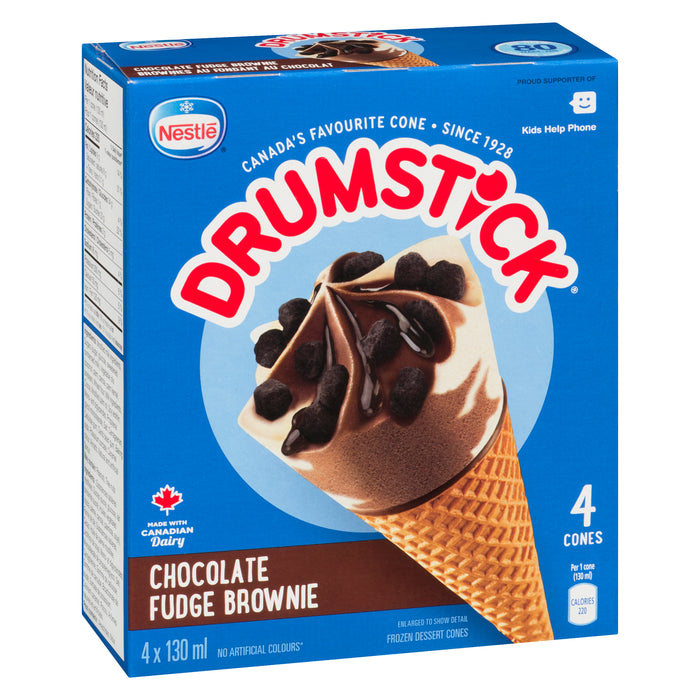 Drumstick cornets de dessert glacé brownies au fondant au chocolat, emb. de 4, 130 ml