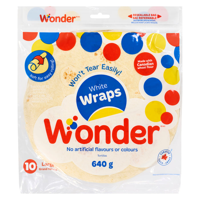 Wonder Wrap Me White Large Flour Tortillas 10pk - 640g