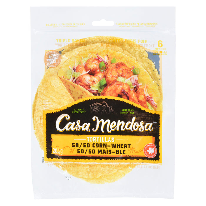 Tortillas moyennes de maïs cuites trois fois Casa Mendosa, emb. de 6 - 204 g