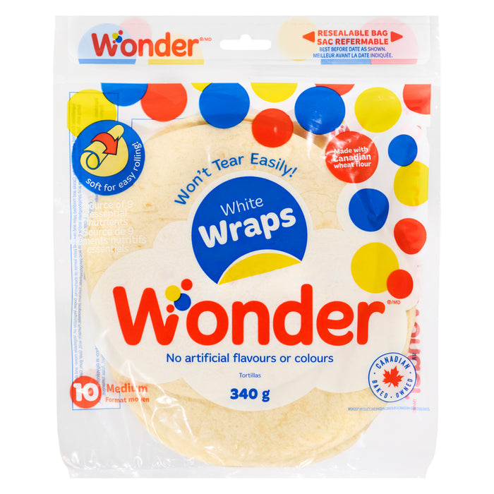 Wonder Wrap Me White Medium Flour Tortillas 10pk - 340g
