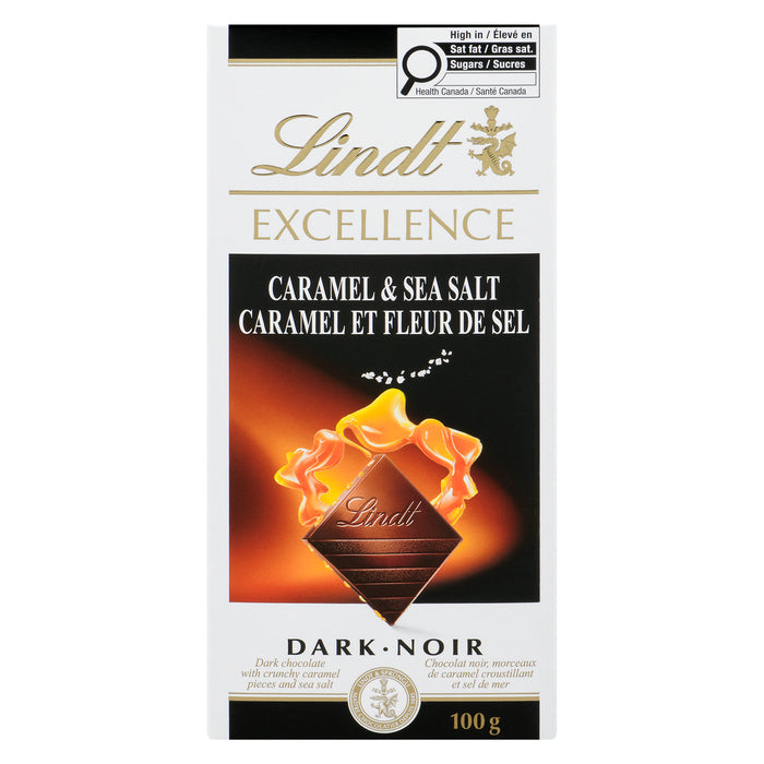 Lindt Excellence Dark Chocolate with Crunchy Caramel Pieces and Sea Salt Caramel & Sea Salt Dark, 100 g