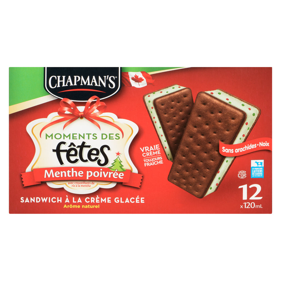 Chapman's Holiday Moments Peppermint Ice Cream Sandwich 12pk