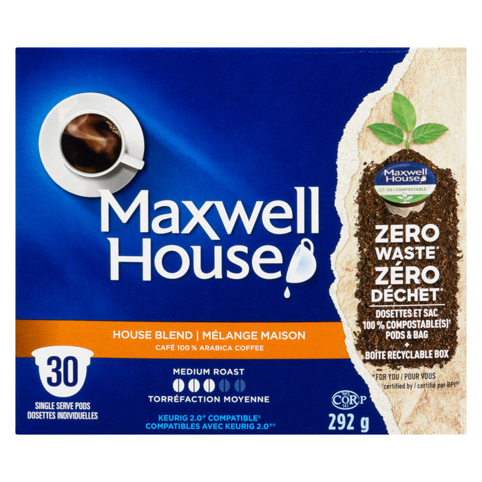 Maxwell House café 100 % arabica mélange maison torréfaction moyenne, emballage de 30, 292 g