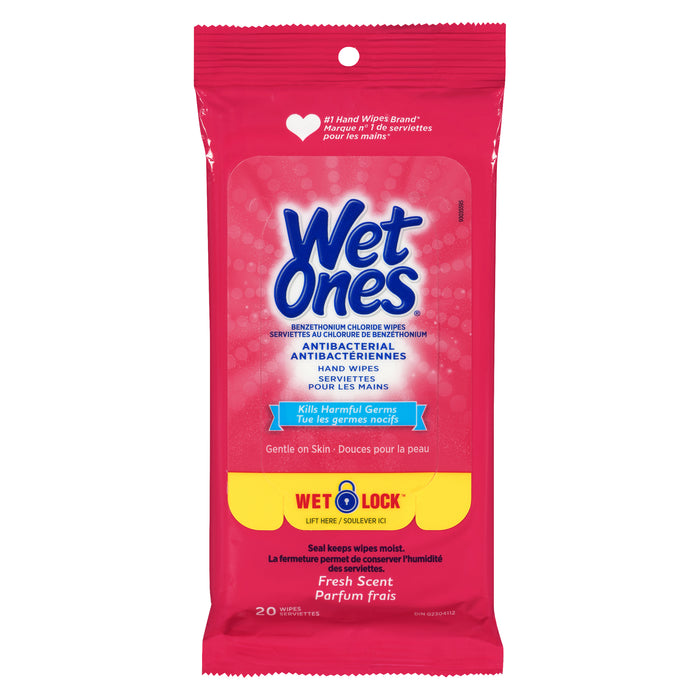 Wet Ones Fresh Scent Antibacterial Wipes, 20-Pack