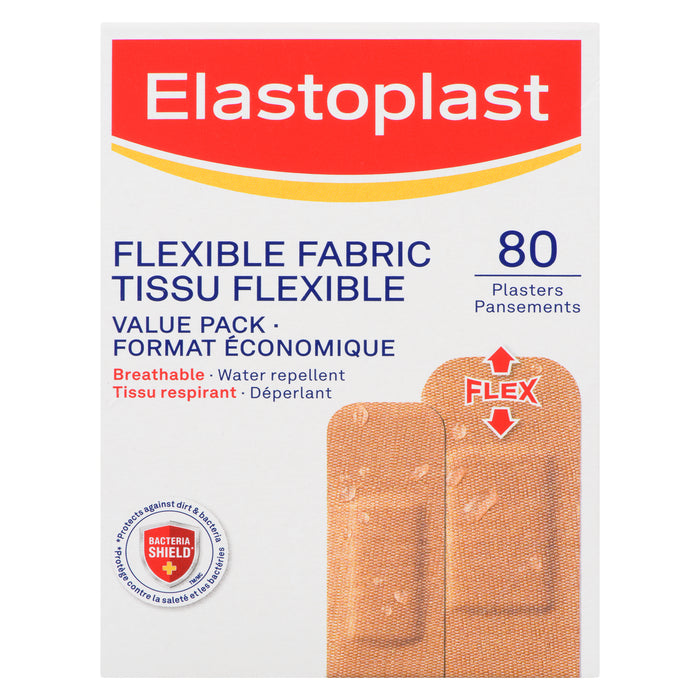 Elastoplast Fabric Family Pack Assorted Sizes, 80-Pack