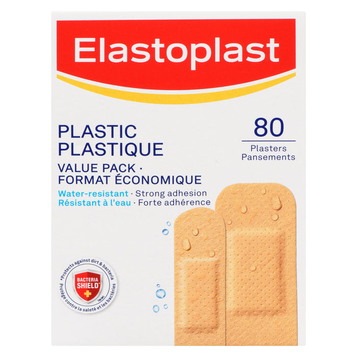 Elastoplast Plastic Family Pack Assorted Sizes, 80-Pack