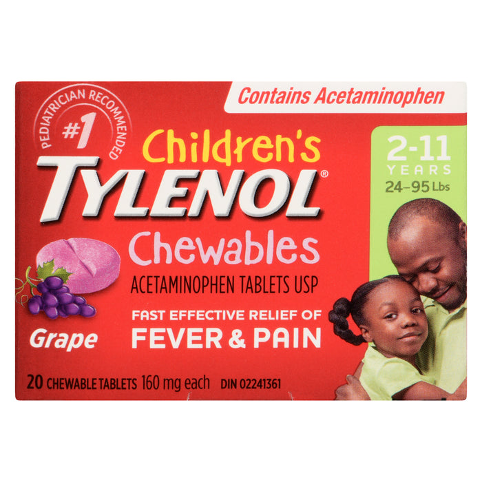 Tylenol Children's Acetaminophen USP 160-mg Grape Chewable Tablets, 20-Pack