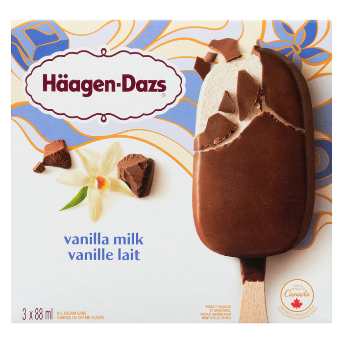 Häagen Dazs Vanilla Milk Chocolate Ice Cream Bars, 3-Pack, 88 ml